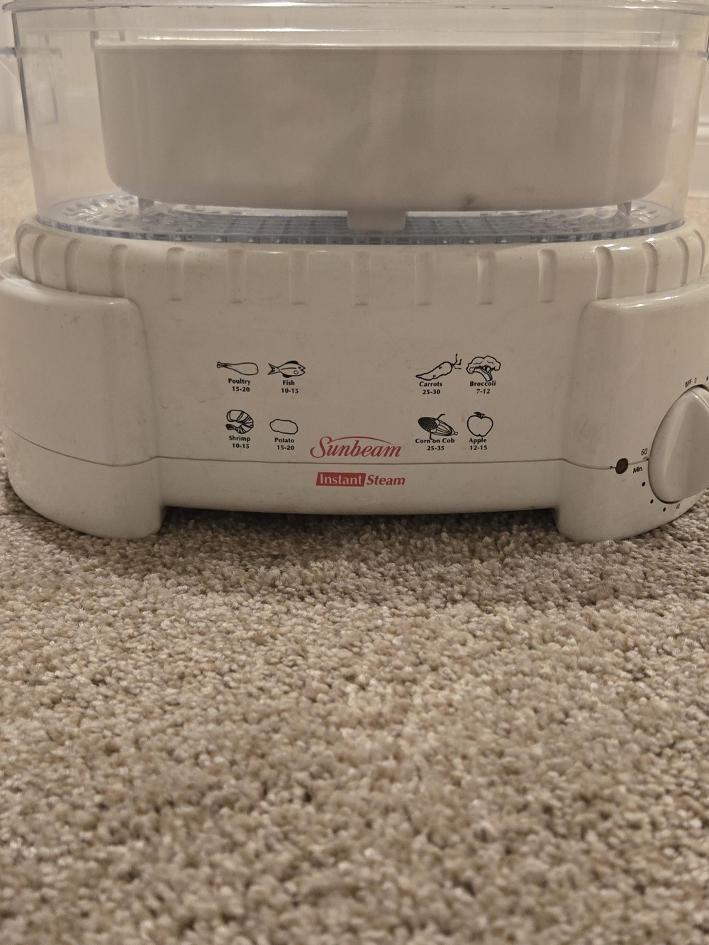 Sunbeam White Instant Steam Food Steamer Base
